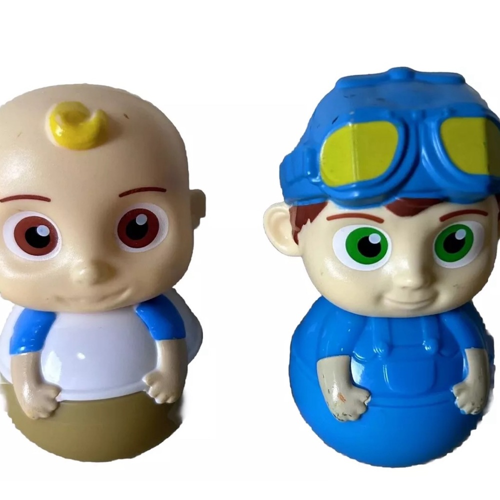 Weebles Cocomelon JJ and Tom Tom Lot Of 2 You Tube Children’s Toy Rolly